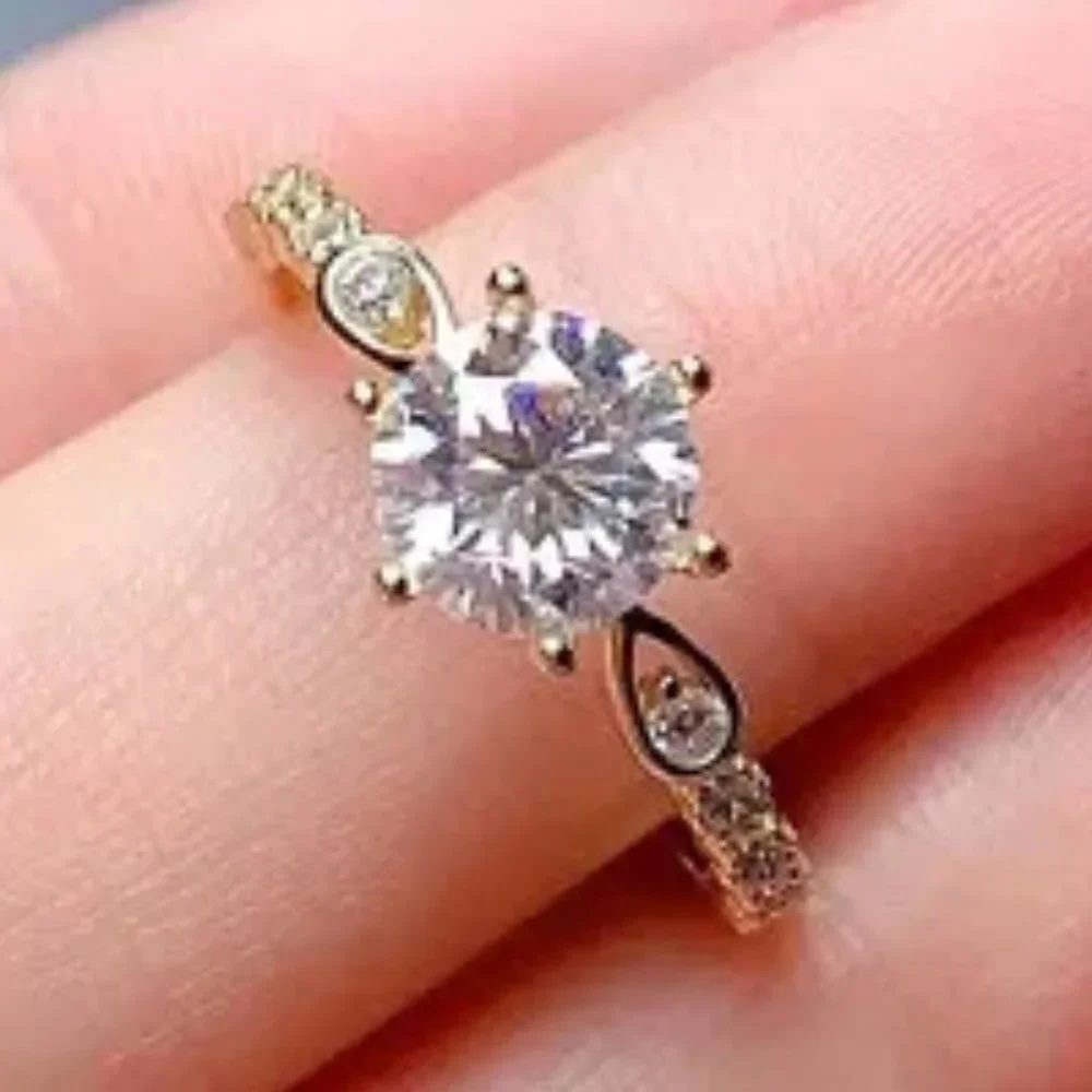 🦋 Romantic Beautiful Carved Zircon Gold Plated Dainty Ring for UNVN12001 - Picture 5 of 6